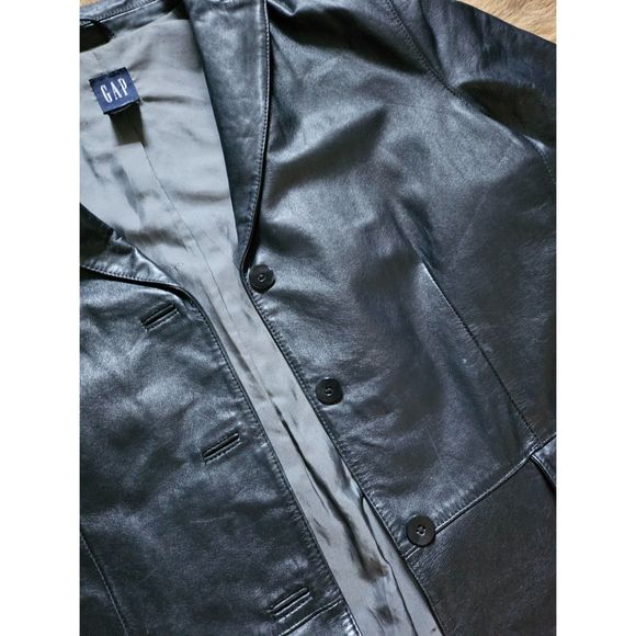 Vintage 90's Womens GAP Genuine Leather Jacket Shell Size Large - Picture 6 of 14